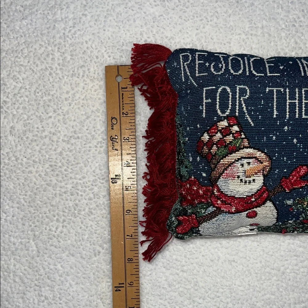 Festive Snowman Holiday Pillow with Red Accents